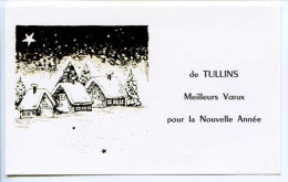 CPM  8.5 X 13.4  Isère  TULLINS   Meilleurs Voeux Pour La Nouvelle Année  Avec Enveloppe  Maisons Neige Nuit étoile - Tullins