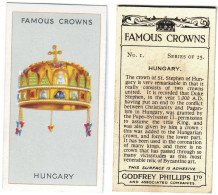 CR 6 - 1b Famous Crown, HUNGARY,  Duke St. Stephen Of Hungary - Godfrey Phillips - 1938 - Phillips / BDV