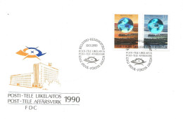 Finland   1990 Privatization Of Postal And Telecommunications, Landscape With Lake Päijänne; Map Of The Mi 1098-1099 FDC - Storia Postale