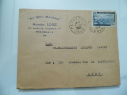 Busta Viaggiata Per La Francia Posta Aerea "AU BONNE MARCHE' Amador LOPEZ PERREGAUX" 1948 - Poste Aérienne