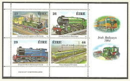 IRELAND 1984 Mint Block MNH(**) Trains - Blocs-feuillets