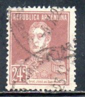 ARGENTINA 1923 JOSE DE SAN MARTIN 24c USED USADO OBLITERE' - Gebruikt