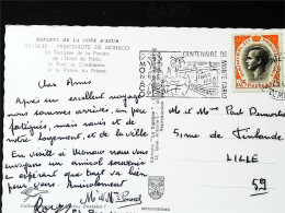 ► MONACO  Prince RAINIER III 25c.  Sur Cpsm Terrasse Hotel De Paris  1966 - Lettres & Documents