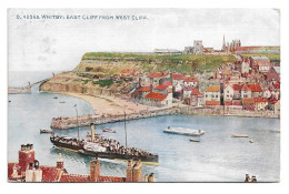 Postcard UK England Yorkshire Whitby East Cliff From West Cliff Harbour Pleasure Steamer Posted 1914 Celesque - Whitby