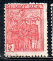 ARGENTINA 1930 REVOLUTION SPIRIT OF VICTORY ATTENDING INSURGENS 5c USED USADO OBLITERE' - Gebraucht