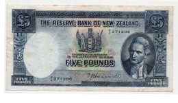 New Zealand 5 Pounds ND 1960-67 Captain Cook Fleming Sign P-160 Very Fine - Nieuw-Zeeland