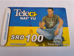 SURINAME US $100  / UNITS GSM  PREPAID /GORDON TOUW NGIE TJOUW / HIGH VALUE !!     MOBILE CARD           **16400 ** - Suriname