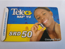 SURINAME US $50  / UNITS GSM  PREPAID /CHINYERE PIGOT  / HIGH VALUE !!     MOBILE CARD           **16401 ** - Suriname