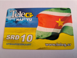 SURINAME US 10,-  / UNITS GSM  PREPAID / TELEG ITS YOURS/ SURINAME FLAG  /    MOBILE CARD    **16405 ** - Surinam