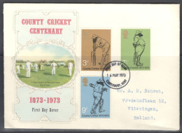 United Kingdom Of Great Britain.  FDC Sc. 694-696.  Cricket - County Cricket. Sketch Of W.G. Grace, By Harry Furniss FDC - 1971-1980 Em. Décimales