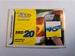 SURINAME US 20,-  / UNITS GSM  PREPAID/  /  4G  TELE SUR     /    MOBILE CARD    **16414 ** - Suriname