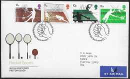 United Kingdom Of Great Britain.  FDC Sc. 802-805.  Racket Sports.  FDC Cancellation On FDC Envelope - 1971-1980 Decimal Issues