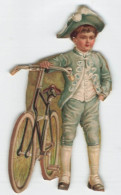 RARE DECOUPIS XIX° - ENFANT Au VELO -  (10,5x6cm) - 1880. - Children