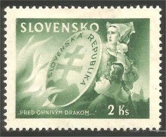 810 Slovensko Slovakia 1944 Shield Bouclier No Gum (SLK-50) - Gebruikt