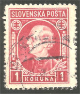 810 Slovensko Slovakia 1940 Andrej Hlinka 1k Rose (SLK-45c) - Gebruikt