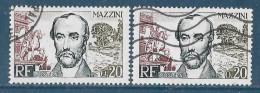 France 1963 - Variété - Y&T N° 1384 Mazzini (oblit) 1 Exemplaire Normal Gris Clair + 1 Gris Foncé. - Used Stamps