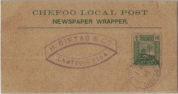 China Chefoo Local Post Newspaper Wrapper - Streifband - O 1. April 1895 - H. Sietas & Co. ( Handelsgesellschaft ) - Lettres & Documents