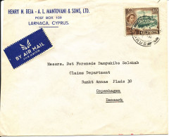 Cyprus Cover Sent Air Mail To Denmark 8-9-1956 Single Franked - Cartas