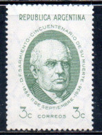 ARGENTINA 1938 DOMINGO FAUSTINO SARMIENTO 3c MNH - Unused Stamps