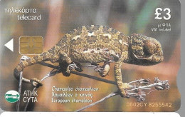 CARTE²°-PUCE-Sa2-CHYPRE/3£-03/02-R°CAMELEON-V°LEZARD-TBE- - Other & Unclassified