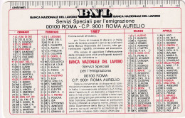 Calendarietto - BNL - Banca Nazionale Del Lavoro - Roma - Anno 1987 - Klein Formaat: 1981-90