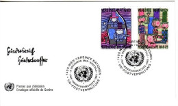 UNO WIEN MI-NR. 36-37 FDC ERKLÄRUNG DER MENSCHENRECHTE HUNDERTWASSER 1983 - FDC