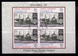 TÜRKEI BLOCK 24 GESTEMPELT ISTANBUL '87 - MOSCHEE - MARKE AUF MARKE - Blocs-feuillets