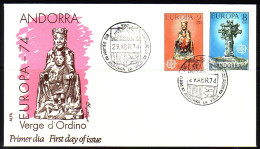 ANDORRA SPANISCH MI-NR. 88-89 FDC CEPT 1974 SKULPTUREN MADONNA - 1974