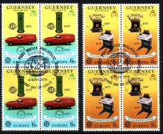 GUERNSEY MI-NR. 189-190 GESTEMPELT(USED) 4er BLOCK EUROPA 1979 POSTWESEN AUTO TELEFON BRIEFKASTEN - 1979