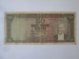 Rare! Turkey 50 Lirasi 1970(1971),see Pictures - Turchia