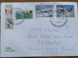 RUSSIA 2012, COVER USED TO INDIA, 5 STAMP, COAT OF ARM, SPACE, MONUMENT, AIRPLANE, IRKUTSK & CHALAD TOWN CANCEL FACY DAT - Covers & Documents