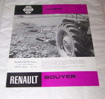 FEUILLET PUB PUBLICITAIRE MATERIEL RENAULT TARIERE BOUYER ( TRACTEUR, TRACTEURS, MOTOCULTURE ) - Trattori