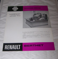 FEUILLET PUB PUBLICITAIRE MATERIEL RENAULT CHASSE NEIGE BERTHET ( TRACTEUR, TRACTEURS, MOTOCULTURE ) - Trattori