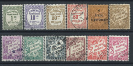 Monaco Timbre Taxe N°13/21 + 23/25 Obl (FU) 1924/43 - Taxe