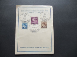 Böhmen Und Mähren 1943 Sonderblatt Erinnerungsmarken Und Sonderstempel Iglau 1 Tag Der Briefmarke / 2-sprachig - Covers & Documents