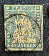 Suisse 1854/62  Helvetia Non Dentelé  Y Et T 27  O    Zu 23G - Used Stamps