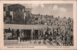 ! Alte Ansichtskarte Deutsches Stadion, Berlin Grunewald, Kaiser Huldigung Der Studenten - Stadiums