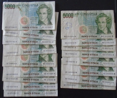 ITALY , P 111c , 5000 Lire , 1985, 17 Different Prefixes At 80% Of Face Value - Collections