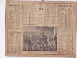 Calendrier Almanach 1884 - Arrivée D'un Train De Plaisir De Paris Au Havre- Oberthur Rennes -illustrateur St. Pannemaker - Grand Format : ...-1900