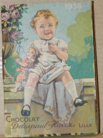 RARE PETIT CALENDRIER 1936 CHOCOLAT DELESPAUL HAVEZ LILLE JEUNE ENFANT - Small : 1921-40