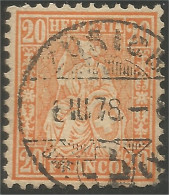 842 Suisse Helvetia 20c Orange Date 6 III 78 (SUI-17) - Gebraucht