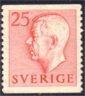 840 Sweden 1952 Gustav VI Adolph 25o Rose MH * Neuf (SWE-350) - Neufs