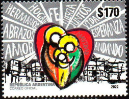 Argentina 2022 ** Christmas: Holy Family In A Heart. Love, Hug, Brother, Home, Faith, Strength, Together, Life, Hope.... - Unused Stamps