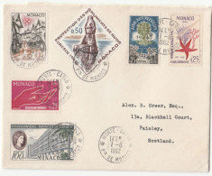 1962 Cover Multi Stamps MONACO To GB Fish Order Of Malta Hospital Insect Royalty Nubia Monuments Unesco Un - Briefe U. Dokumente