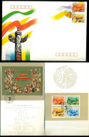 China PRC 1989 40th Anniversary Of The Founding Of PRC Souvenir Card With MS & Set + Cover FDI (XL) - Other & Unclassified