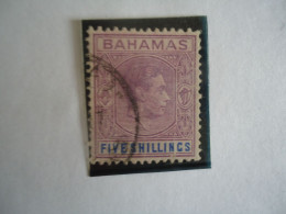 BAHAMAS USED STAMPS  1938 KINGS  FIVE SHILLING - Bahama's (1973-...)