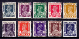 India - Scott #O105//O112 - MNH - Short Set, Tiny Soiling Spot #O108A - SCV $10 - Dienstzegels