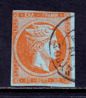 Greece - Scott #19 - Used - 2 Thin Specks - SCV $47 - Used Stamps