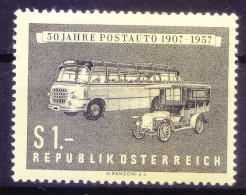 Austria 1957 MNH, 50 Years Post Busses, Cars - Bus