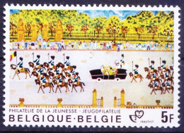 Belgium 1980 MNH, Royal Procession Cars Drawings Horses - Bussen